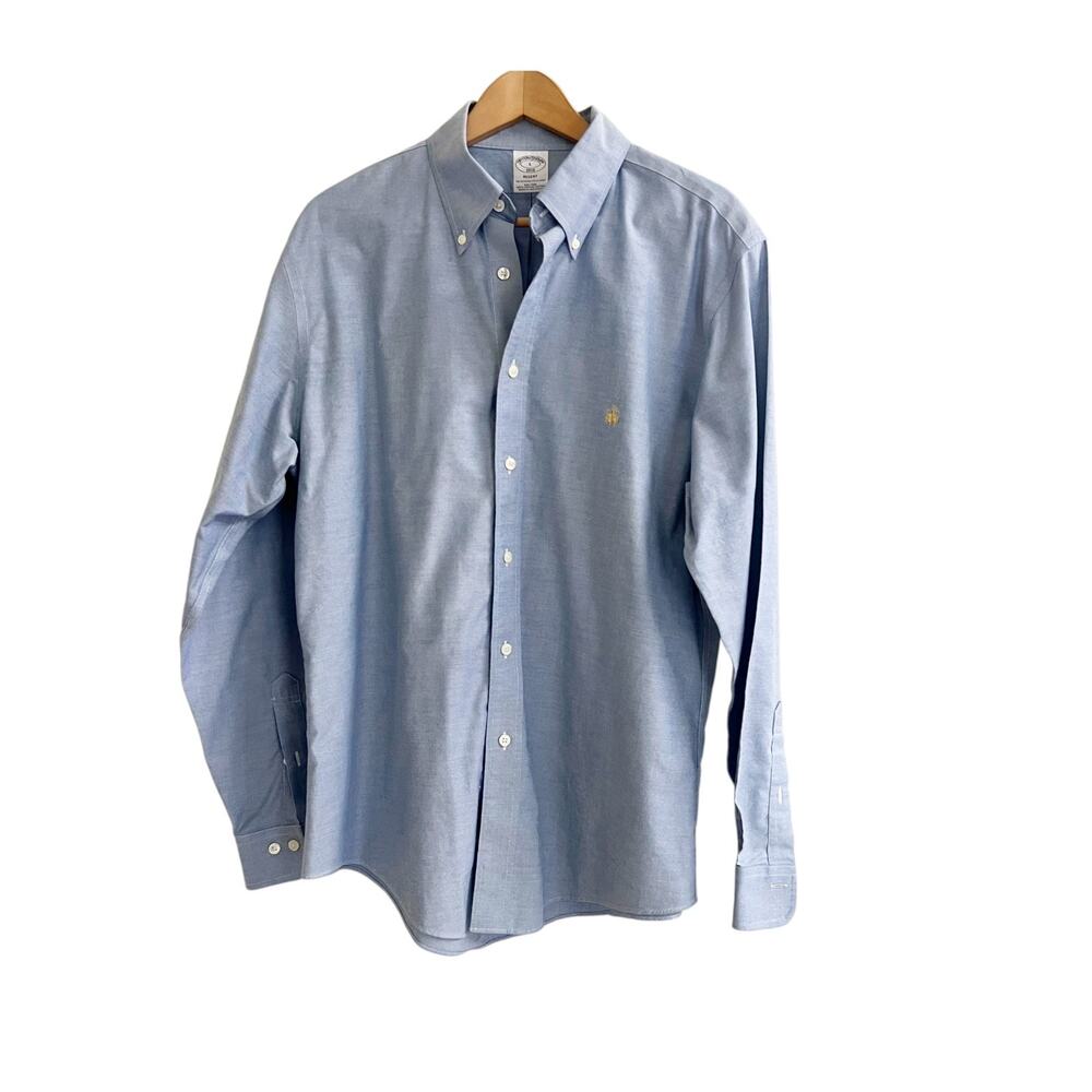 Brooks Brothers Oxford Shirt Men's Large Blue Long Sleeve Button Down Business